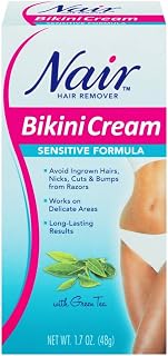 Nair Hair Remover Bikini Cream With Green Tea Sensitive Formula 1.70 oz (Pack of 9)