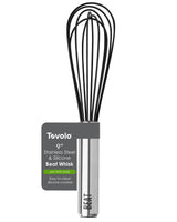 Whisk 9 Inch Heavy Duty Silicone Wire Stainless Steel Whisker for Cooking Baking Blending Mixing Stirring Whipping Whisking by Tovolo – 9", Stainless Steel, Black, Model 1000515