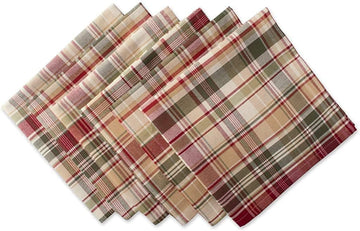 DII Give Thanks Plaid Napkins, 20x20 Inch Square, Set of 6