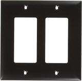 Legrand Pass & Seymour TP262 Trademaster Mid-Size Unbreakable Nylon Wall Plate, 2 Gang, Two Decorator Rocker GFCI Cover, Brown (1 Count)
