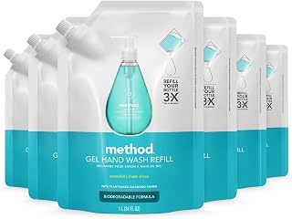 Method Gel Hand Soap Refill, Waterfall, 34 fl oz (Pack of 6)