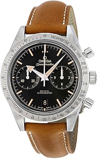 Omega Speedmaster 57 Chronograph Mens Black Face Brown Leather Strap Swiss Co-Axial Automatic Watch 331.12.42.51.01.002