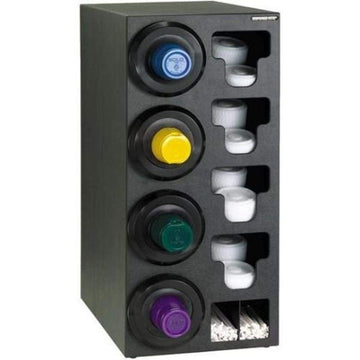 Countertop Cup Dispensing Cabinet with (4) SLR-2F Built-In Lid and Straw Organizers by DISPENSE-RITE – Stainless/PolyStyrene, Black, Model SLR-C-4LBT