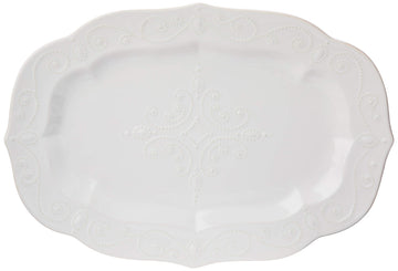Lenox French Perle Stoneware Serving Platter, Large 18.5 Inch, White