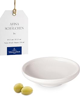 Villeroy & Boch Afina Small Bowl, Premium Porcelain, Made in Germany, Dishwasher and Microwave Safe, 5 x 5 x 1.25 in, 2.75 oz Capacity, Stackable, Rich, Creamy White | Creamy white porcelain bowl, made in Germany, stackable, dishwasher and microwave safe, sized for rice or snacks