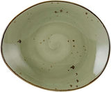 Tuxton Artisan Geode Geode Olive Reactive Natural 10-Inch Ellipse Plate, Set of 12, Green; Scratch Resistant; Chip Resistant; Lead & Cadmium Free; Dishwasher, Microwave, Oven Safe
