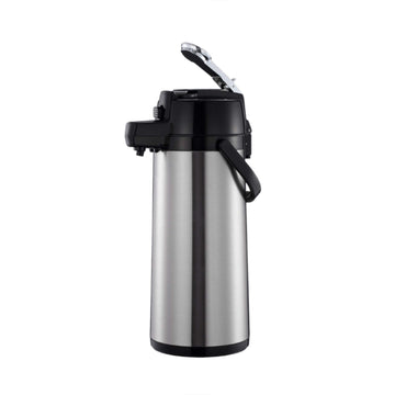 Airpot 2.5 Liter (84 Oz.) 8-1/4" X 6-1/2" X 15-1/3"H by Thunder Group – 84.5 Ounces, 2.5 liters, Stainless Steel, Silver/Black, Model ASLS325