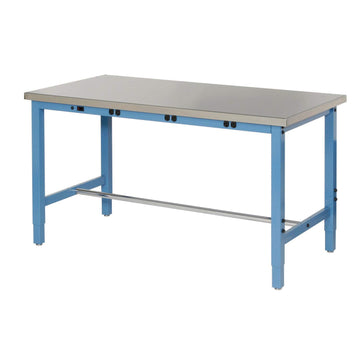 60" W x 30" D Adjustable Height Workbench by Global Industrial – 30"L x 60"W x 4.5"H, Steel, Blue, Model 242262BBLA