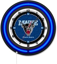 Holland Bar Stool Clk19BKMaineU NCAA 19 in. Dia. University of Maine Double Neon Wall Clock Black