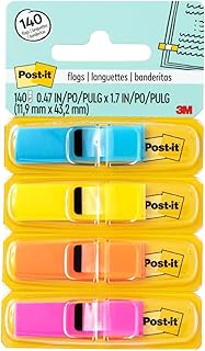 Post-it 6834ABX Highlighting Page Flags, 4 Bright Colors, 4 Dispensers, 1/2-Inch x 1 3/4-Inch, 35/Color