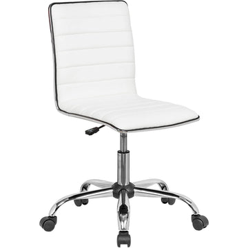 Interion Antimicrobial Armless Synthetic Leather Chair by Global Industrial – 27" W x 22-3/4" D x 32" - 36" H, Faux Leather, White, Model HX-8160M-1-ANT