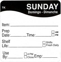 Daymark ToughMark Sunday Labels Black/White Day of The Week - 2" Square 500 Per Roll