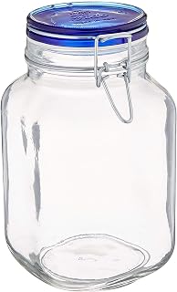 Bormioli Bormioli rocco fido square jar with blue lid - 333/4 oz 1l, 2.6 Pound