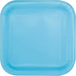 Unique Party Powder Blue Square Dessert Plates - 7" (Pack of 16) - Elegant Design - Perfect for Any Occasion