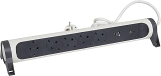 Legrand Rotating power strip, 5-way socket, multiple power strip, USB-A and USB-C connection, integrated surge protector with status display (SPD), 1.5 m cable,