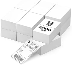 4x6 Inch Thermal Labels, 6000 Labels/12 Stacks(500 Pcs per Stack) | 4x6 Thermal Shipping Labels, No BPA and BPS, Print Clear and Sharp, Strong Adhesive, Compatible with Most Thermal Printers