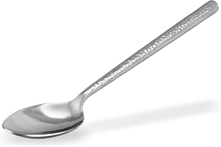 Carlisle FoodService Products Terra Spoon Serving Utensil with Hammered Mirror Finish for Kitchens, Restaurants, Catering, Stainless Steel, 10 Inches, Silver, (Case of 12)