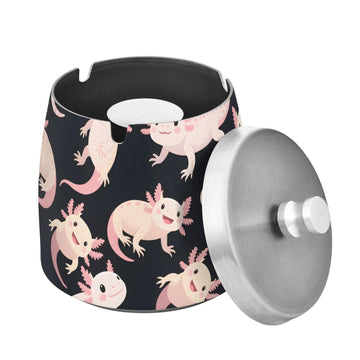 Axolotl Pattern Splash Ashtray with Lid by ALAZA – Stainless Steel, C2999, Model g541061958p1082c1149s2657