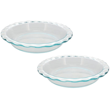 Pyrex Glass Pie Plates, Fluted Rim, Clear, Pack of 2