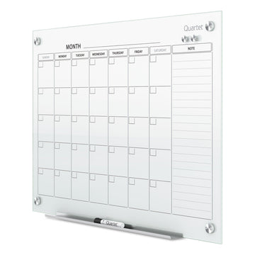 Dry Erase White Board 48"W x 36"H Glass Calendar by Quartet – 48"W x 36"H, Tempered Glass, White, Model GC4836F