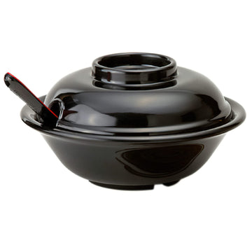 16 oz Black Melamine Soup Bowl with Lid (Set of 12) by GET – 16.0 ounces, Porcelain, Black, Pack of 12, Model B-720-BK