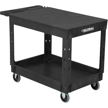 Industrial Service & Utility Flat Top Plastic Cart by Global Industrial – 45"L x 26"W x 32.5"H, Plastic, Black, Model 800347