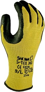 SHOWA TEX 303 Natural Rubber Latex Palm Coated A6 Cut Resistant Safety Glove with Stainless Steel/Kevlar Liner, Small (12 Pair)