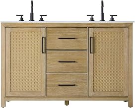 Elegant Kitchen and Bath 54" Double Bathroom Vanity in Linen Oak