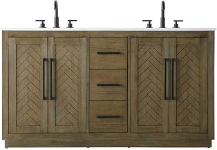 Elegant Kitchen and Bath 60" Double Bathroom Vanity in Hazel Oak