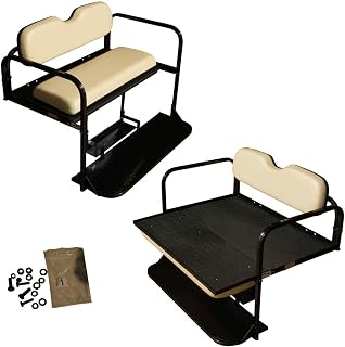 Performance Plus Carts Club Car DS Golf Cart Rear Flip Seat Kit | Folding Steel Frame Rear Back Seat | Buff (Beige) Cushions | Compatible with 1982-2000.5 Models