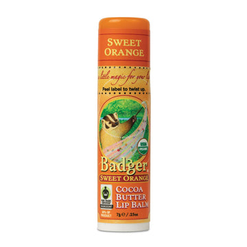 Sweet Orange Cocoa Butter Lip Balm - .25oz Stick by Badger – 0.25 Ounce (Pack of 1), A1087, Model 208165
