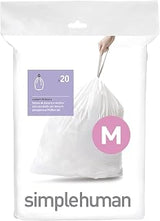 simplehuman Code M Custom Fit Drawstring Trash Bags in Dispenser Packs, 20 Count, 45 Liter / 11.9 Gallon, White