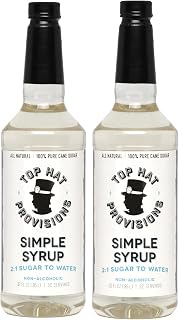 Top Hat Provisions Top Hat Simple Syrup - 100% Cane Sugar 2:1 - Pack of 2 32oz Bottles