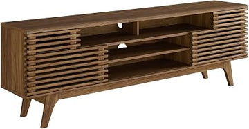 Modway Render 71" Mid-Century Modern Low Profile Media Console TV Stand, 71 Inch, Walnut
