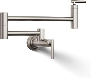 Kohler 35745-VS Contemporary Style Wall-Mount Pot Filler Kitchen Faucets, Vibrant Stainless