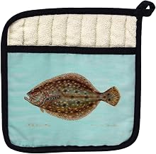 Betsy Drake PT014C Flounder Aqua Pot Holder