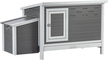 New Age Pet ECOFLEX Fontana Premier Chicken Barn, Weather Resistant Gray Coop with Easy Clean Pull Out Tray, Nesting Box, Hinged Roof, Easy No Tool Assembly for 2 to 4 Chickens