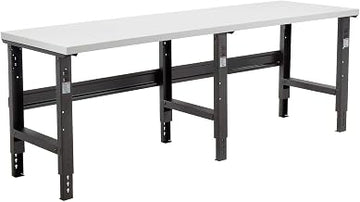 Global Industrial Adjustable Height Workbench C-Channel Leg, 96" W x 36" D | 1-5/8" Plastic Laminate Square Edge, 2000 Lbs Capacity, Black Frame, Industrial Workbench