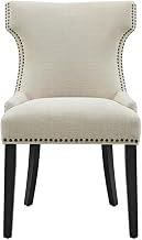 Furnifact Beige Fabric Dining Chair with Armrest, Comfortable Backrest, Stylish Upholstered Seat, Ideal for Kitchen & Dining Room, Elegant Home Seating