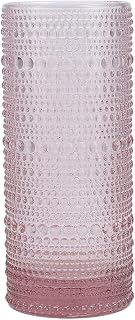 Fortessa Jupiter Beaded Hobnail Glass, 11 Ounce Collins/High Ball (Set of 6), Pink