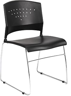 Boss Office Products Chrome Frame Stack Chair 5 Pack in Black