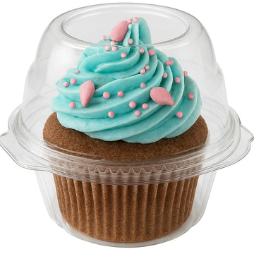 Individual Plastic Cupcake Containers Disposable with Connected Airtight Dome Lid (100 Count) Clear Single Cupcake Container by Stock Your Home – 100 Count, PET plastic, Model 1316