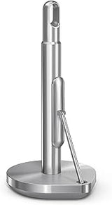 simplehuman Tension Arm Countertop Paper Towel Holder, Easy One-Handed Tear, Standing Weighted Base with Finger Loop, Heavy Duty, Brushed Stainless Steel