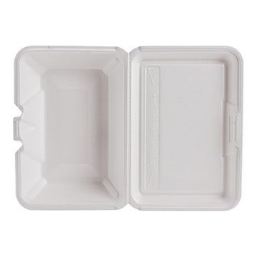 1-Compartment Foam Container 100 / Bag with Removable Hinged Lid by DART – 6x2x9.3 inches, 205.0 liters, Foam, White, Model DCC205HT1