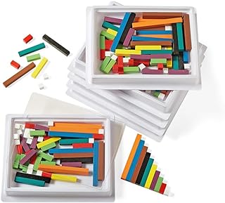 hand2mind Wooden Cuisenaire Rods with Trays, Math Manipulatives, Montessori Math Rods, Math Counters, Math Blocks, Counting Blocks, Montessori Math, Fraction Bars, Number Rods (Set of 6)