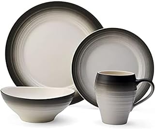 Mikasa Swirl 4-Piece Place Setting, Service for 1, Ombre Graphite