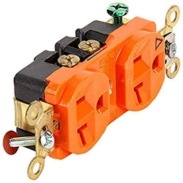 Duplex Receptacle by Hubbell – SMALL, Nylon, ORANGE, Model IG5362