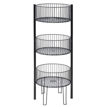 3-Tier Dump Bin - 18"Dia x 49 12/25"H by HUBERT – Metal, Black, Model 60807
