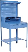 Global Industrial Shop Desk w/Pigeonhole Compartments, Pegboard Riser w/Shelf, 34-1/2"W x 30" D x38 to 42-1/2"H, Bue