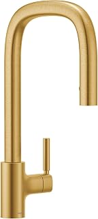 Moen Tenon Brushed Gold One Handle Modern Kitchen Pulldown Faucet with Reflex and PowerBoost Spray Technology, Accent Handle Included for Customizing, S74001BG